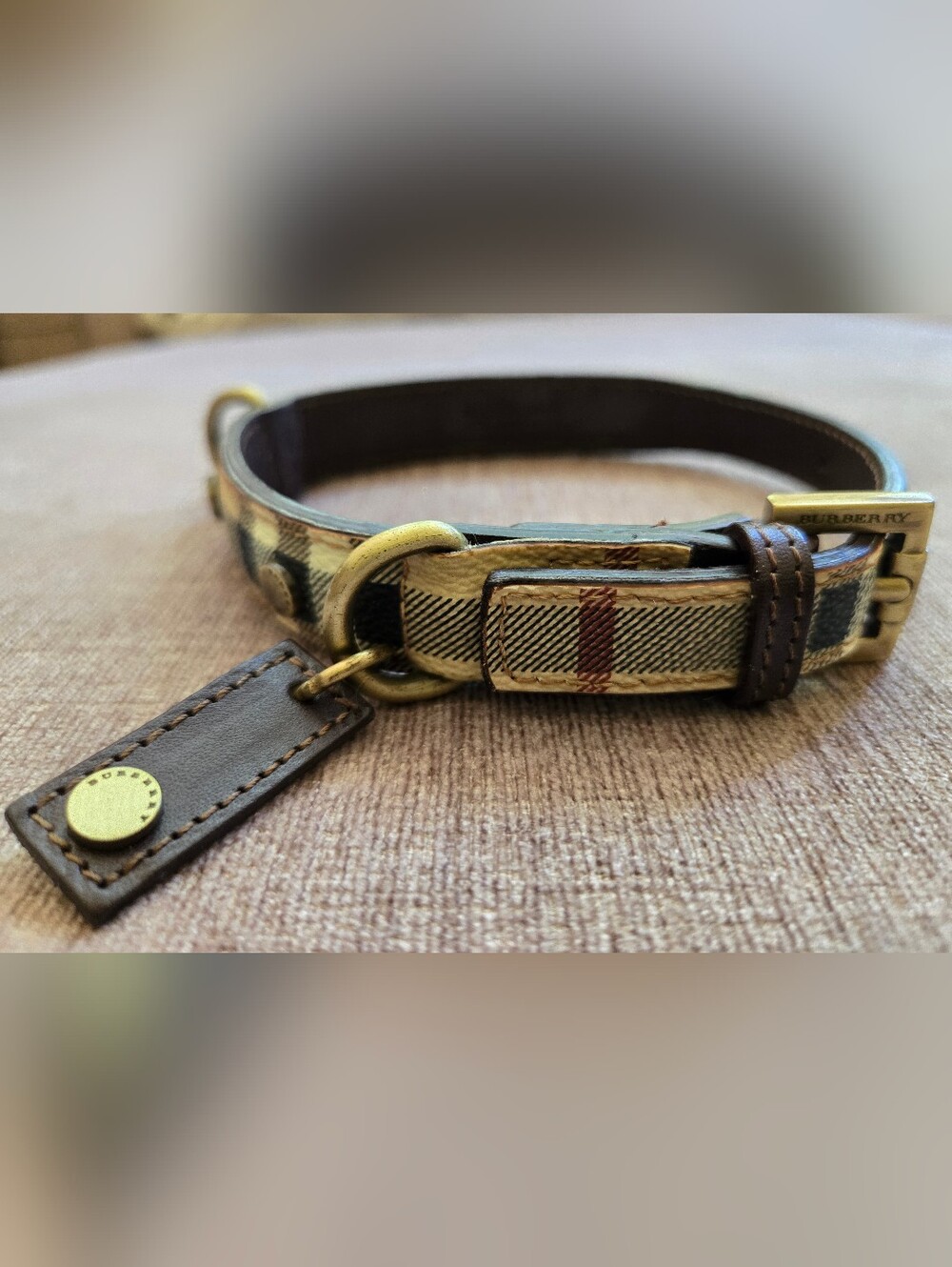Burberry Medium Check Leather Dog Collar